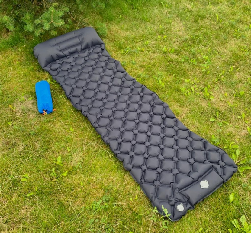 Туристический сверхлегкий матрас со встроенным насосом SLEEPING PAD и воздушной подушкой Оранжевый - фото 2 - id-p184854661