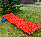 Туристический сверхлегкий матрас со встроенным насосом SLEEPING PAD и воздушной подушкой  Оранжевый, фото 3