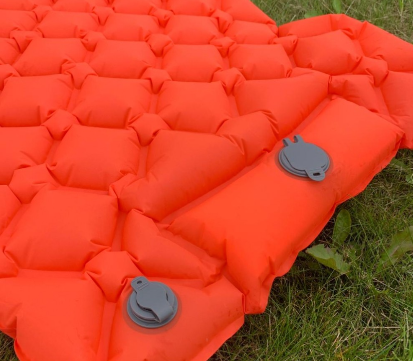 Туристический сверхлегкий матрас со встроенным насосом SLEEPING PAD и воздушной подушкой Оранжевый - фото 8 - id-p184854661