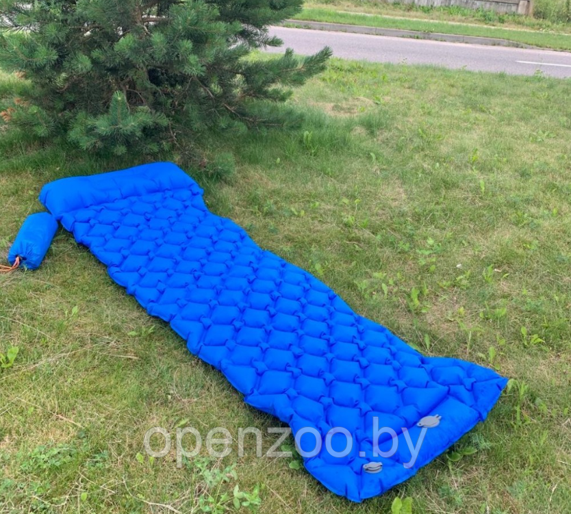 Туристический сверхлегкий матрас со встроенным насосом SLEEPING PAD и воздушной подушкой Ярко синий - фото 9 - id-p184855433