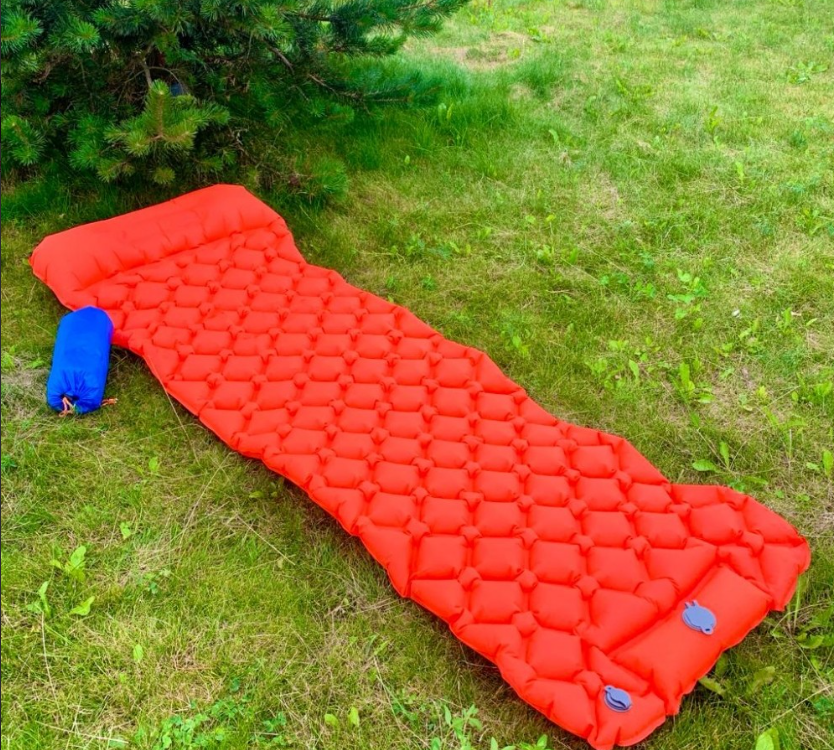 Туристический сверхлегкий матрас со встроенным насосом SLEEPING PAD и воздушной подушкой Зеленый - фото 6 - id-p184854662