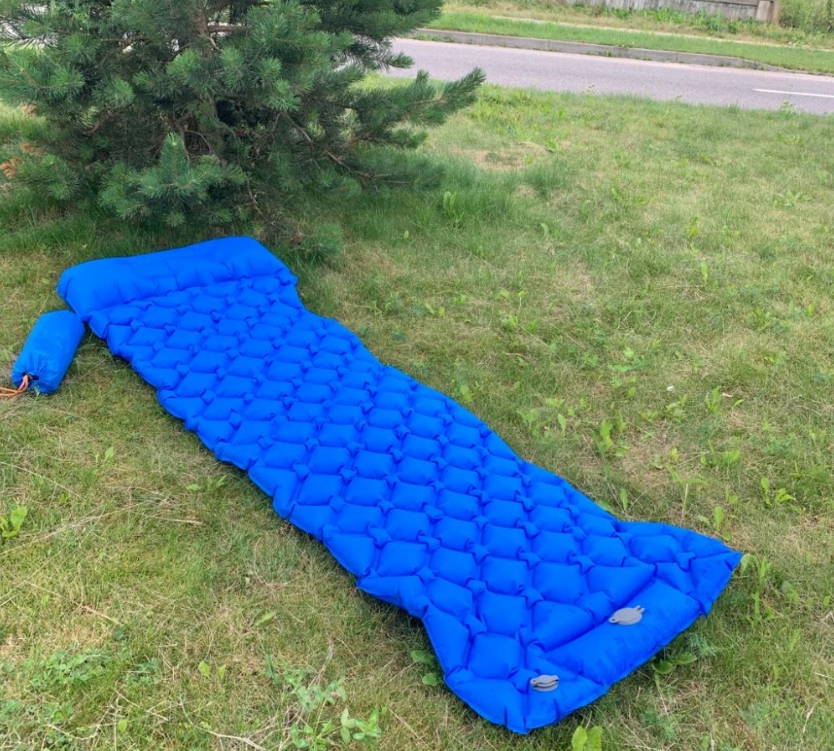 Туристический сверхлегкий матрас со встроенным насосом SLEEPING PAD и воздушной подушкой Темно синий - фото 9 - id-p184854663