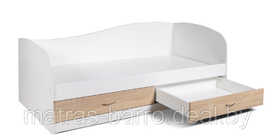 Односпальная кровать Лагуна-2 с ящиками в цвете белый/дуб сонома - фото 2 - id-p65299103
