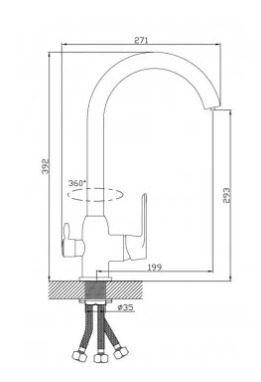 Смеситель для кухни с высоким изливом с выходом для питьевой воды D82-446118Q, фото 2