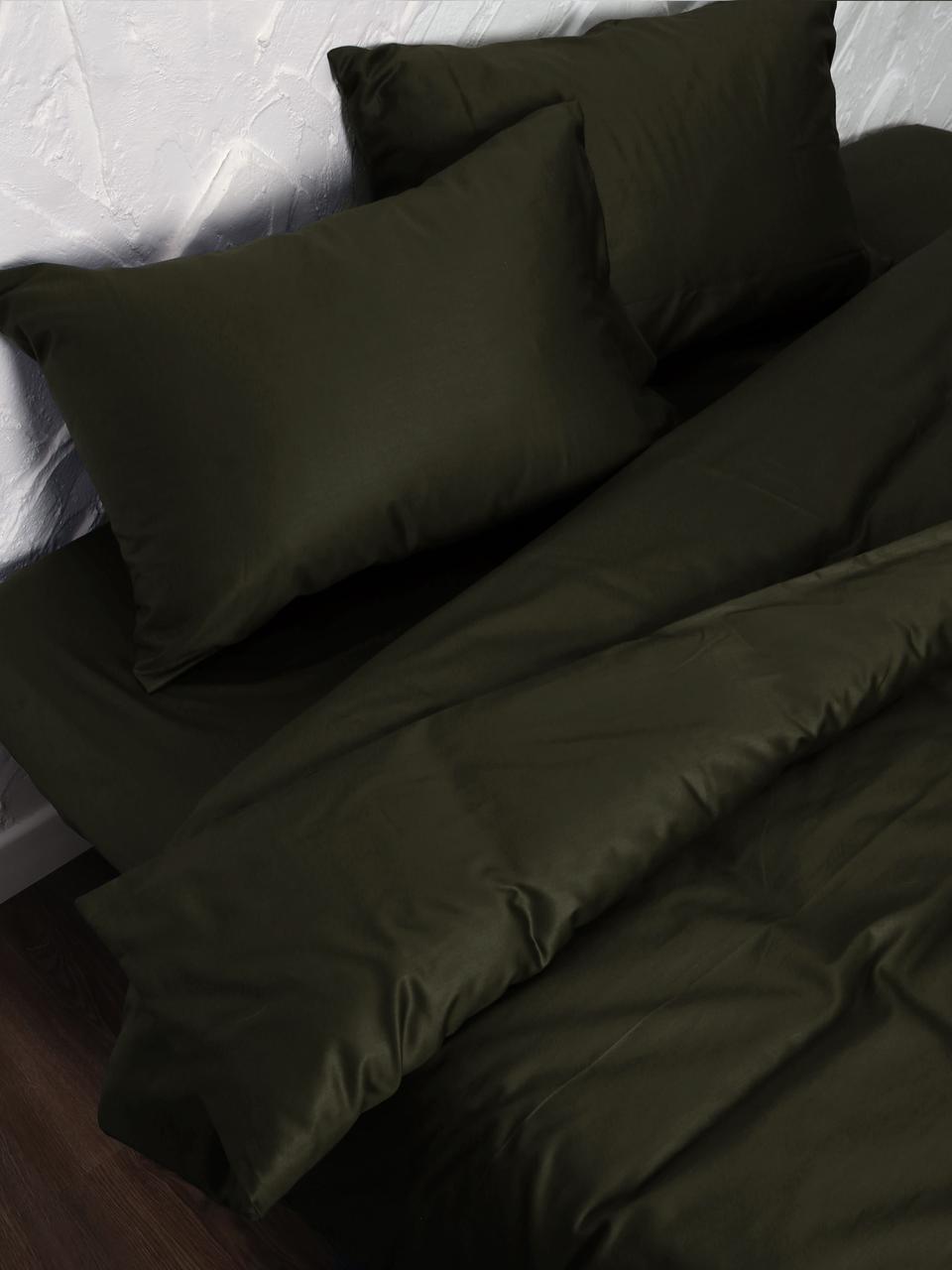 Комплект постельного двуспальный евро Adelina темно-зеленый - фото 2 - id-p201324609