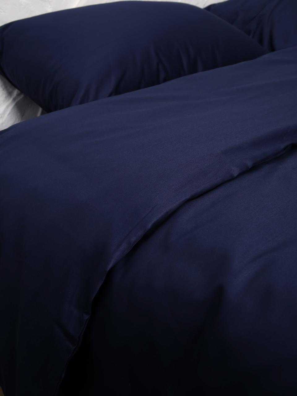 Комплект постельного двуспальный евро Adelina наволочки 70х70 Темно-синий - фото 4 - id-p163356056