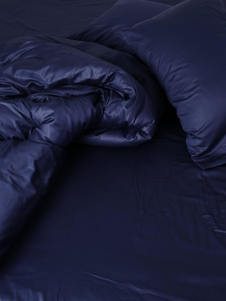 Комплект постельного двуспальный евро Adelina наволочки 70х70 Темно-синий - фото 5 - id-p163356056