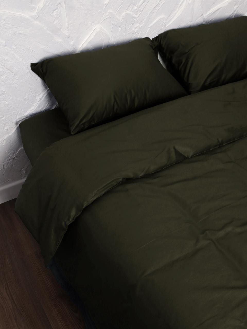 Комплект постельного двуспальный евро Adelina наволочки 70х70 темно-зеленый - фото 2 - id-p201330876