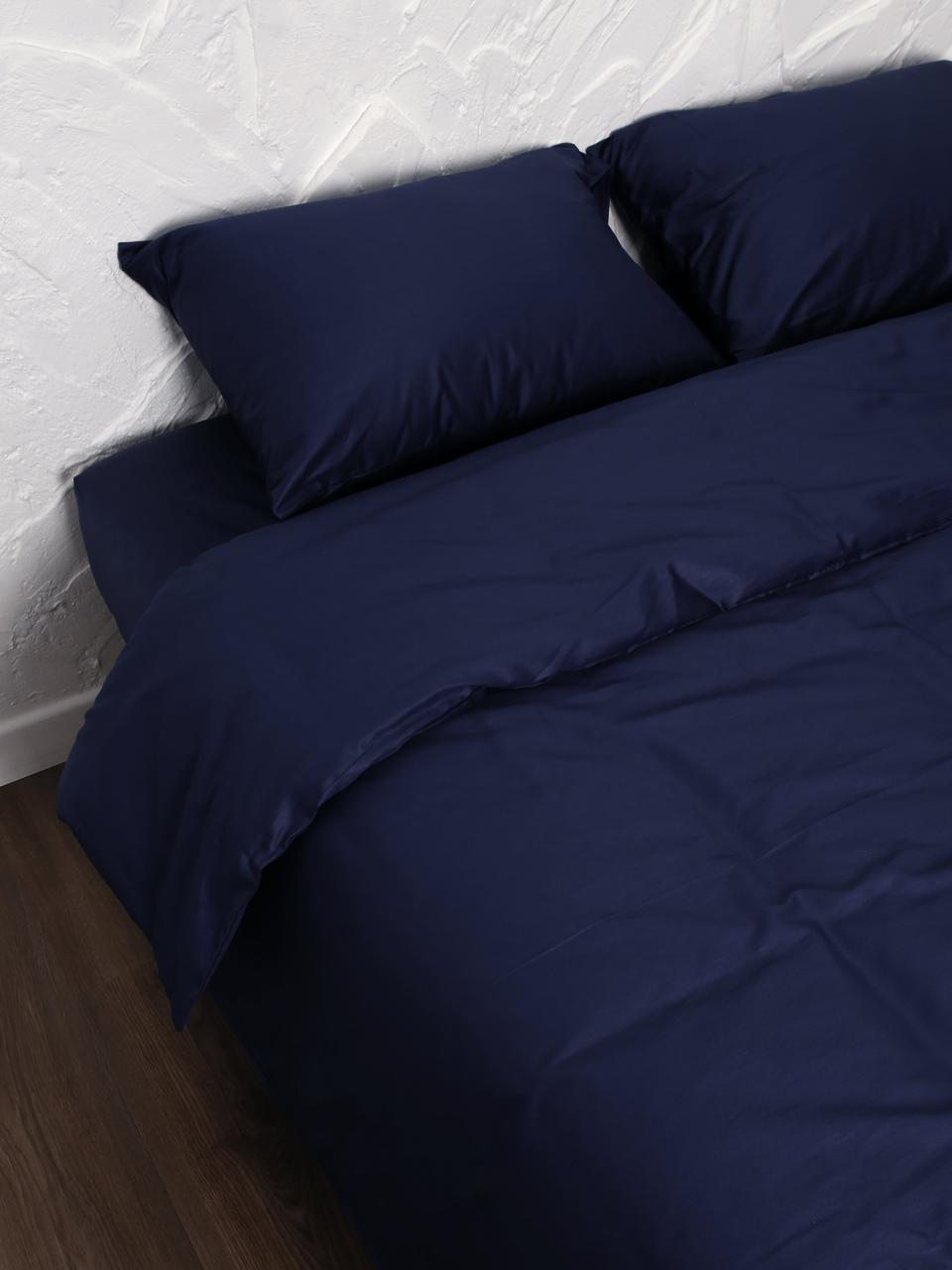 Комплект постельного двуспальный Adelina Темно-синий - фото 3 - id-p163354644