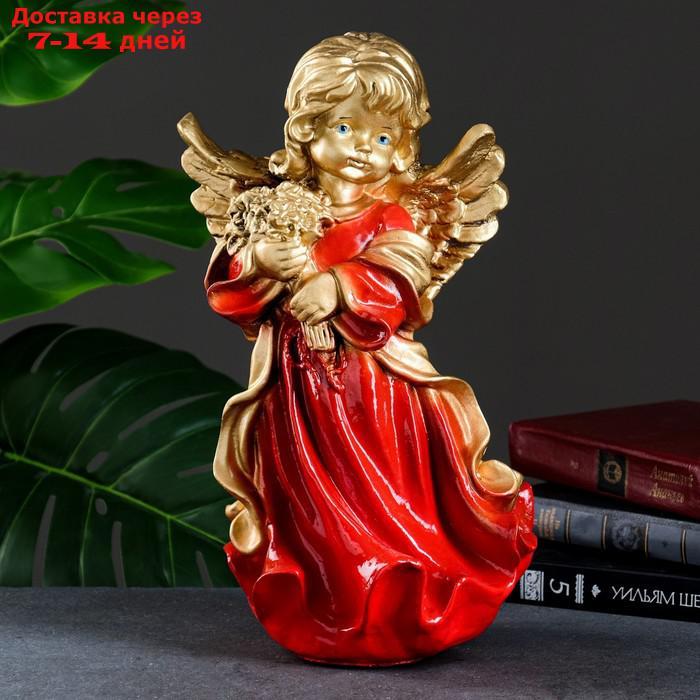 Фигура "Ангел в платье ассорти с букетом" золото 20х20х35см - фото 1 - id-p202224567