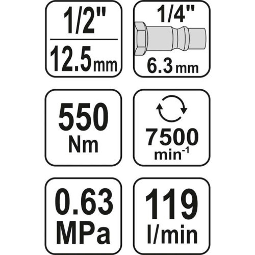 Гайковерт пневматический ударный 1/2" 550Hm YATO (YT-09511) - фото 5 - id-p202252618