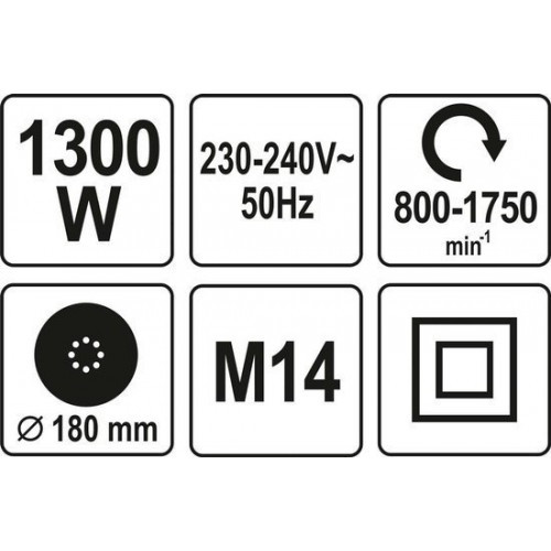 Шлифовальная машина для стен 180мм (1300W, 800-1750 об/мин) "Yato" YT-82341 - фото 4 - id-p202252722