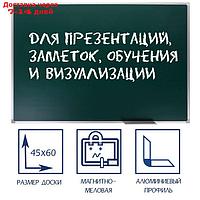 Доска магнитно-меловая, 45 х 60 см, зелёная, Calligrata REEF, в алюминиевой рамке