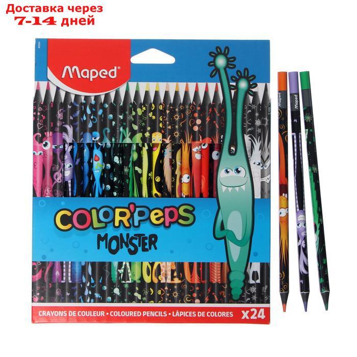 Цветные карандаши 24 цвета MAPED Color'Peps Black Monster, пластиковые - фото 1 - id-p202224890