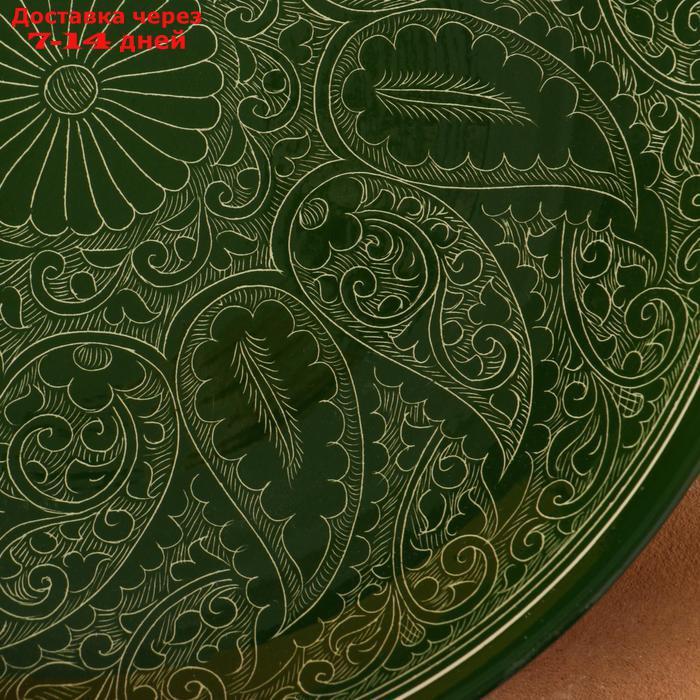 Ляган Риштанская Керамика, зеленый, 27см - фото 3 - id-p202225218