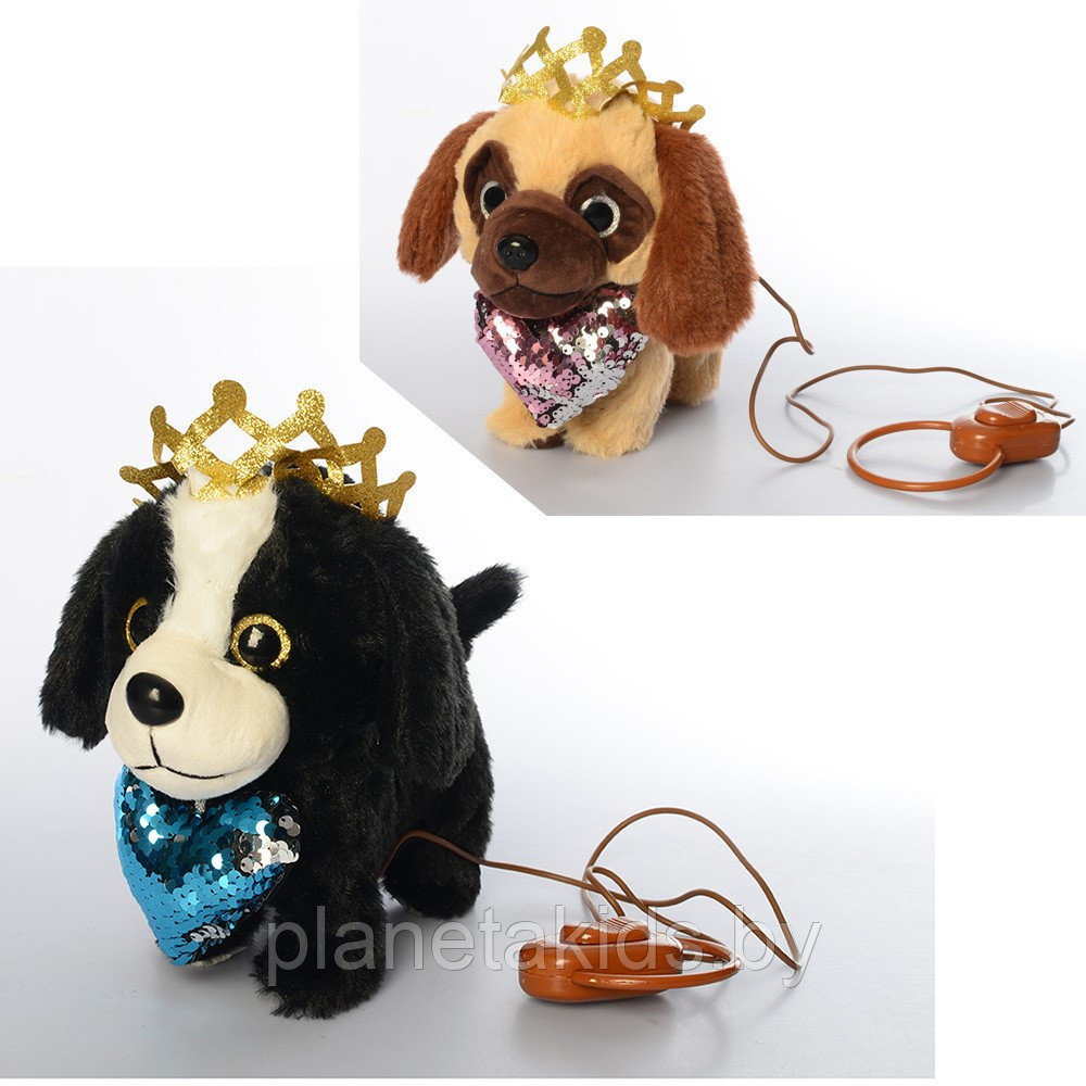 Собачка на поводке мягкая игрушка музыкальная собака интерактивная, bl-154 - фото 2 - id-p202254282