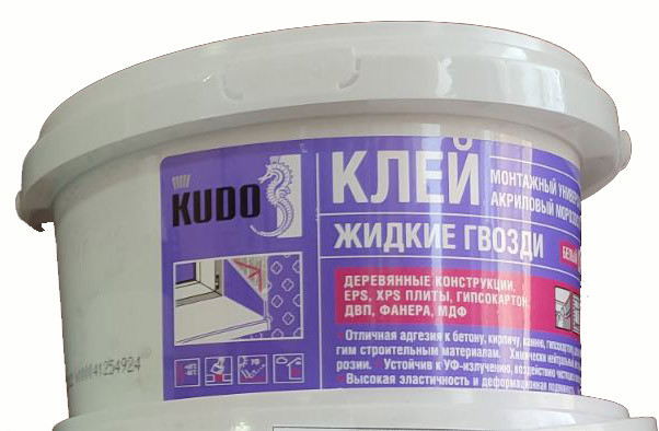 Клей Kudo Жидкие гвозди на акриловой основе. Морозостойкий / KBВ-301 (1кг),РФ