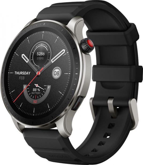 Смарт-часы AMAZFIT GTR 4 A2166, 1.43", черный/серый / черный - фото 1 - id-p201738820