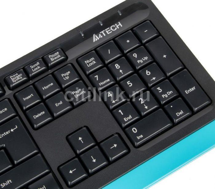 Комплект (клавиатура+мышь) A4TECH Fstyler F1010, USB, проводной, черный и синий [f1010 blue] - фото 6 - id-p201738915