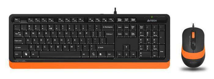 Комплект (клавиатура+мышь) A4TECH Fstyler F1010, USB, проводной, черный и оранжевый [f1010 orange] - фото 4 - id-p201738916