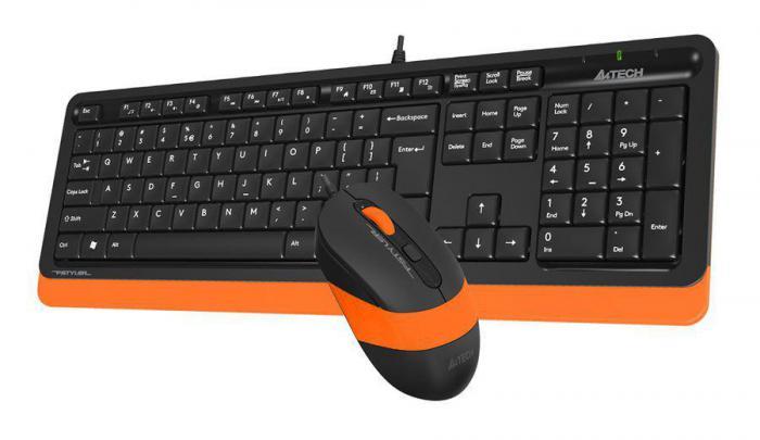 Комплект (клавиатура+мышь) A4TECH Fstyler F1010, USB, проводной, черный и оранжевый [f1010 orange] - фото 5 - id-p201738916