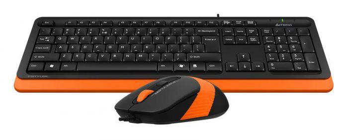 Комплект (клавиатура+мышь) A4TECH Fstyler F1010, USB, проводной, черный и оранжевый [f1010 orange] - фото 6 - id-p201738916