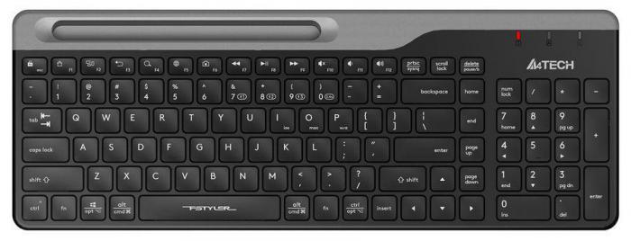 Клавиатура A4TECH Fstyler FBK25, USB, Bluetooth/Радиоканал, черный серый [fbk25 black] - фото 1 - id-p201738936