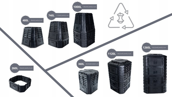 Компостер Multi Composter 1000L, черный - фото 4 - id-p99358629