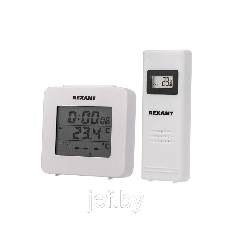 Термометр электронный с часами и беспроводным выносным датчиком REXANT 70-0592 - фото 1 - id-p196760919