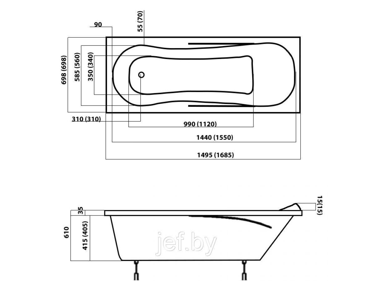 Акриловая ванна LIBERTY 150х70 AV ENGINEERING AV-WRW-B150 - фото 8 - id-p197931571
