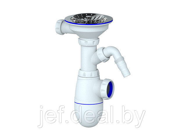 Сифон для кухни с чашкой D112 без перелива с отводом для стиральной машины UNICORN B432V