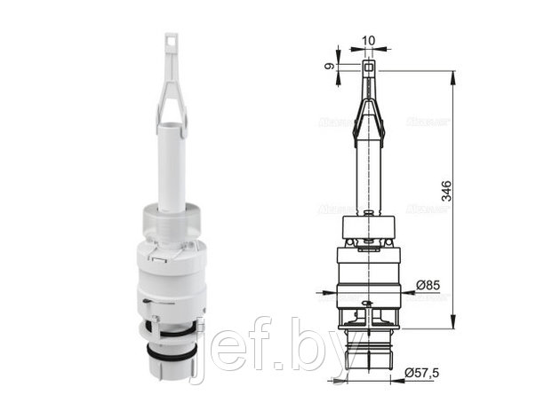 Сливной механизм для скрытых систем инсталляции ALCAPLAST A06, фото 2