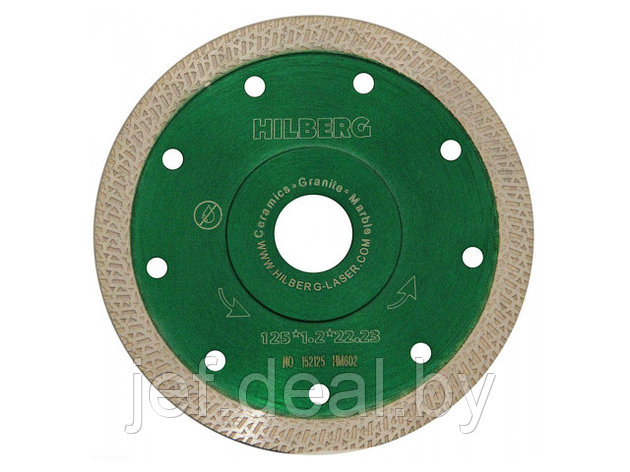 Алмазный круг 125х22 мм по керамике сплошн.ультратонкий S-ТИП TURBO 1,22мм HILBERG HM602, фото 2