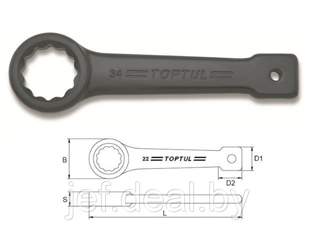Ключ ударно-силовой накидной упорный 100мм TOPTUL AAARA0A0 - фото 1 - id-p195483040