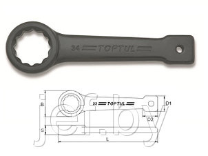 Ключ ударно-силовой накидной упорный 60мм TOPTUL AAAR6060, фото 2