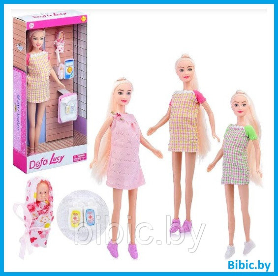Беременная кукла с малышом и аксессуарами Defa Lucy 8357, детский игровой набор кукол для девочки - фото 1 - id-p202257308
