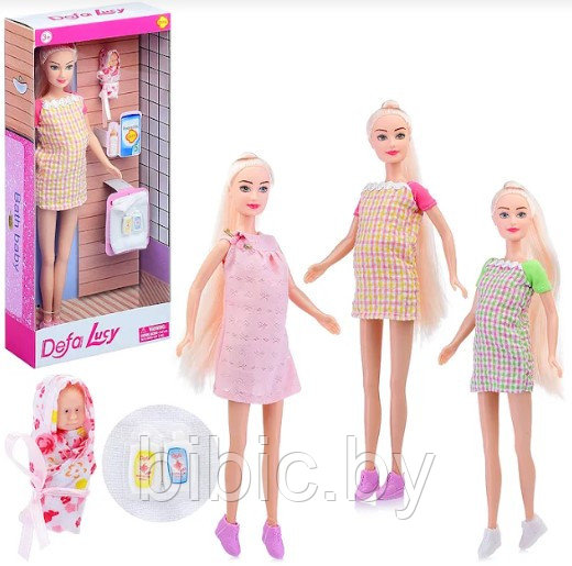 Беременная кукла с малышом и аксессуарами Defa Lucy 8357, детский игровой набор кукол для девочки - фото 2 - id-p202257308
