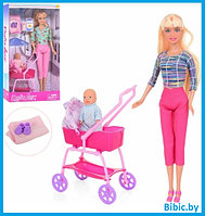 Беременная кукла с малышом в коляске и аксессуарами Defa Lucy 8358, детский игровой набор для девочки