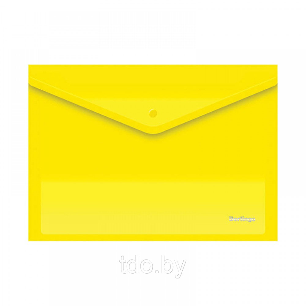 Папка-конверт на кнопке Berlingo, А4, 180мкм, желтая - фото 1 - id-p202258940