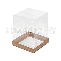 Коробка под торт и кулич с прозрачным куполом Крафт (Россия, 160х160х140 мм) 022251