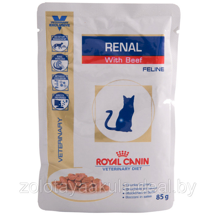 85гр Влажный корм ROYAL CANIN Renal Feline Beef диета для взрослых кошек при почечной недостаточности, с - фото 1 - id-p202259023