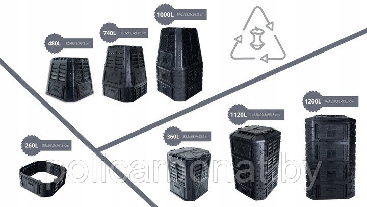 Компостер Multi Composter 1000L, черный - фото 4 - id-p107896175
