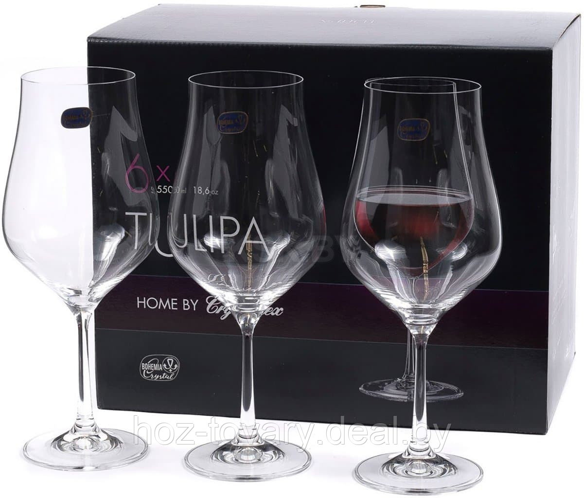 Набор бокалов для вина стеклянных Bohemia tulipa 6 шт. 550 мл арт. 40894/550