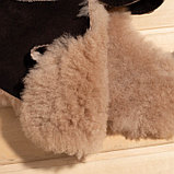 Шапка для бани из овчины "Будёновка" скорняжный шов, коричневый, фото 6
