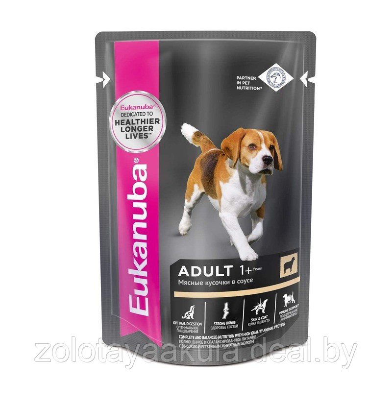 Консервы Eukanuba DOG ADULT LAMB 100г для собак с ягненоком в соусе - фото 1 - id-p202335932