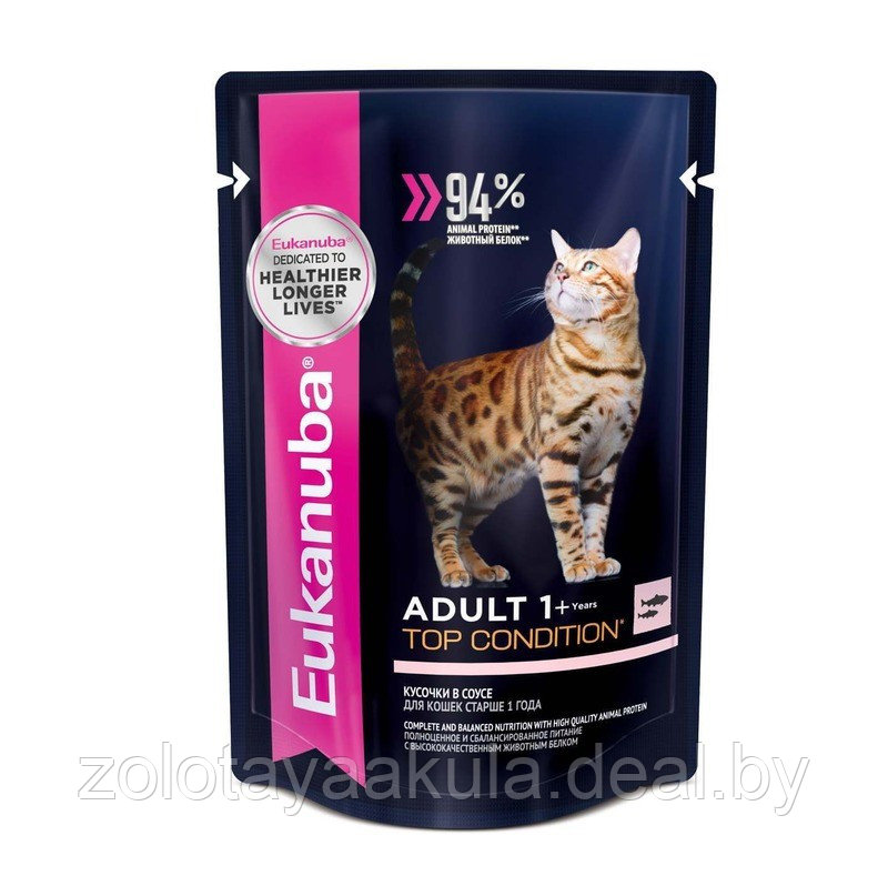 Консервы Eukanuba CAT ADULT SALMON 85г для кошек с лососем в соусе - фото 1 - id-p202335936