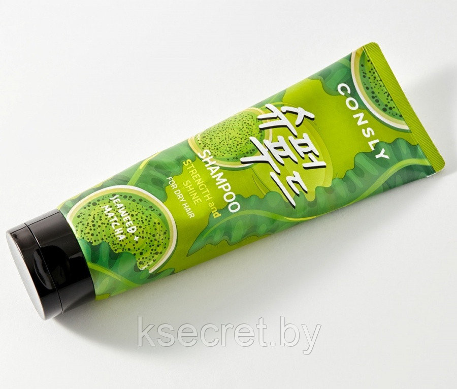 Шампунь для силы и блеска волос с экстрактами водорослей и чая матча CONSLY Seaweed Matcha Shampoo For Strengt - фото 2 - id-p202345017