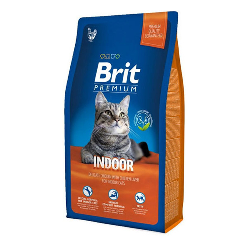 "Brit" Premium Cat Indoor сухой корм с курицей для домашних котов 400г - фото 1 - id-p202408041