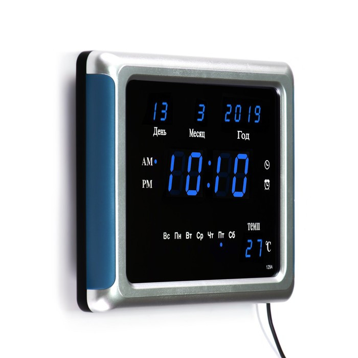 Часы электронные настенные, настольные, с будильником, 17 х 2.5 х 23 см, USB - фото 3 - id-p202415192