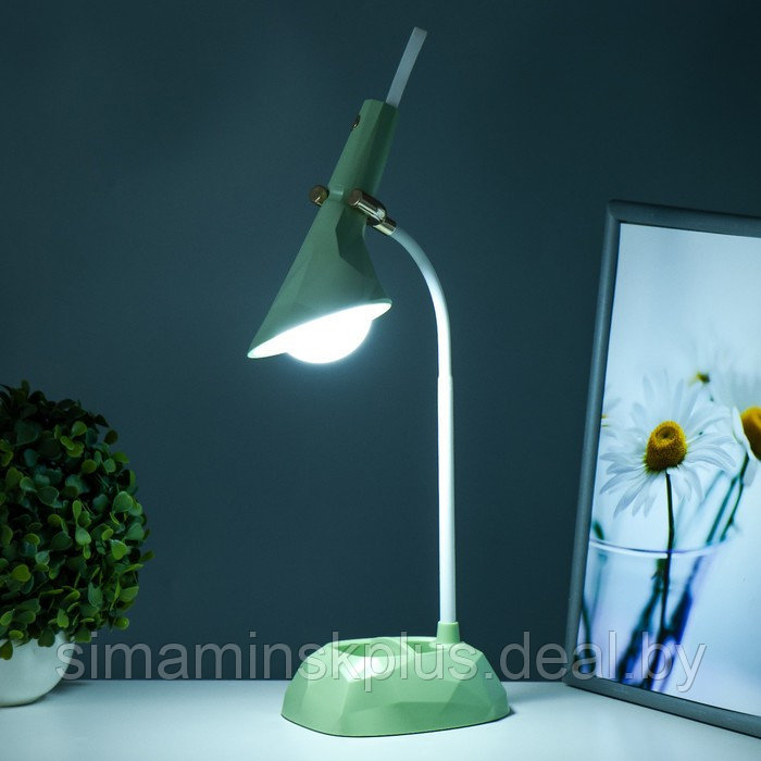 Настольная лампа "Делсер" LED 3Вт USB АКБ зелёный 14х13х39 см - фото 3 - id-p202413342